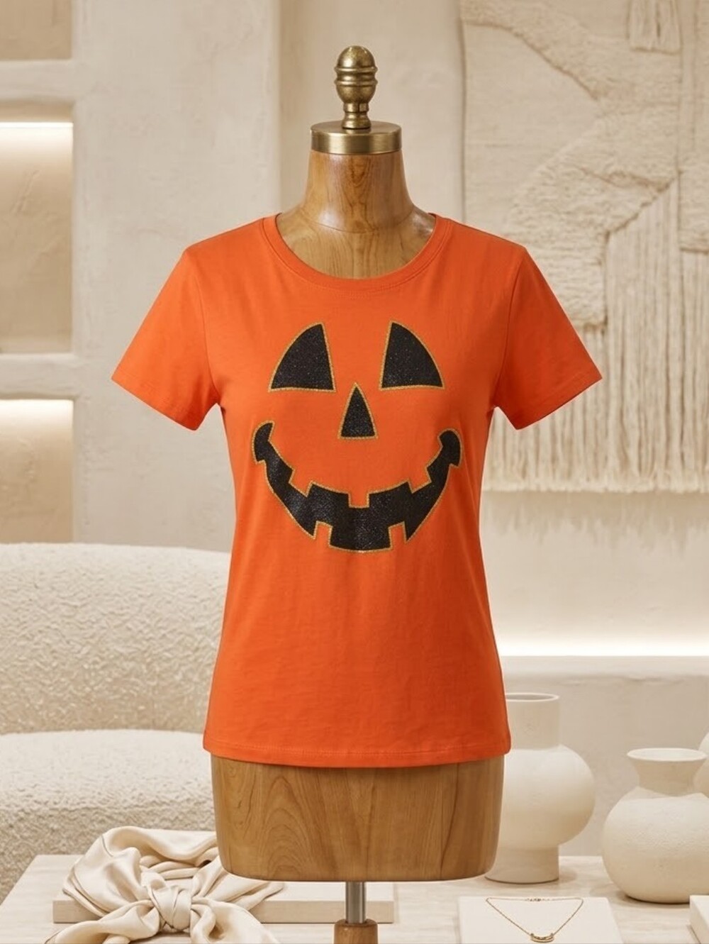 Celebrate XL Halloween Jack-O'-Lantern Glitter T-Shirt